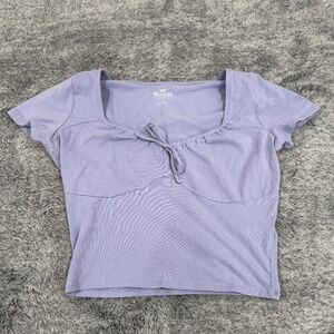 Hollister Womens Short Sleeve Crop Top Stretch Purple/Lavender - Size L